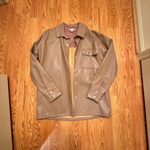 Hem & Thread Taupe Faux Leather Jacket